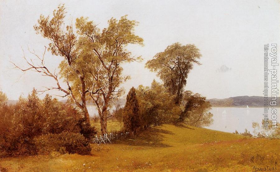 Albert Bierstadt : Sailboats on the Hudson at Irvington